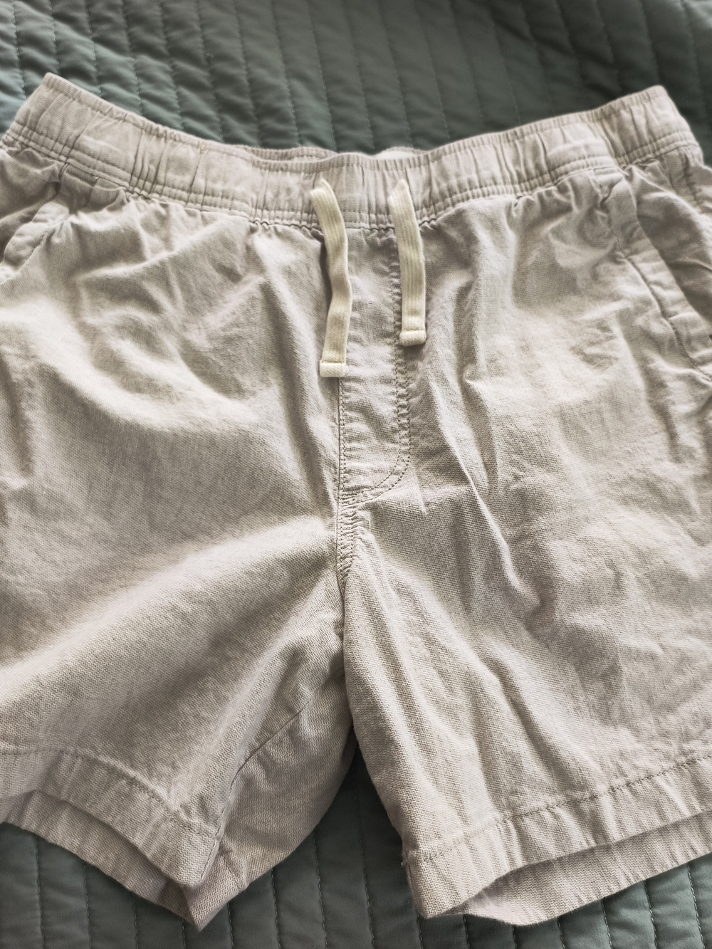 Hollister Light Beige Drawstring Linen Blend Shorts